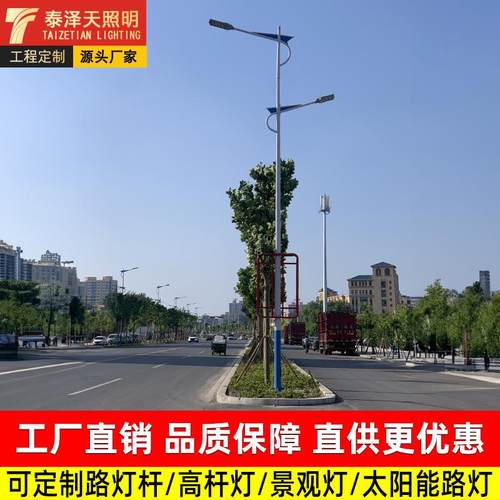 厂家8米10米12米路灯杆户外市政led道路照明灯高低臂市电路灯