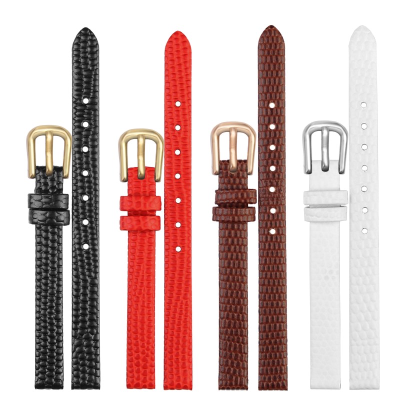 小尺寸超薄柔软牛皮表带代用Rosemont玫瑰小方表蜥蜴纹Y真皮女6mm