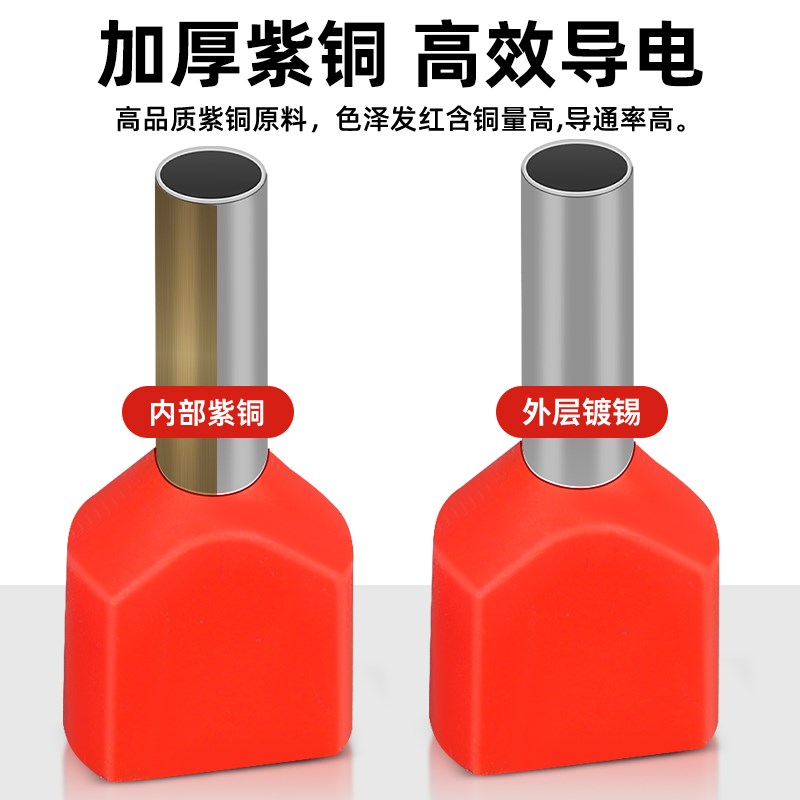 凤凰双线管型预绝缘端头LD4 冷压接线端子TE0508 7510 2V512 6014