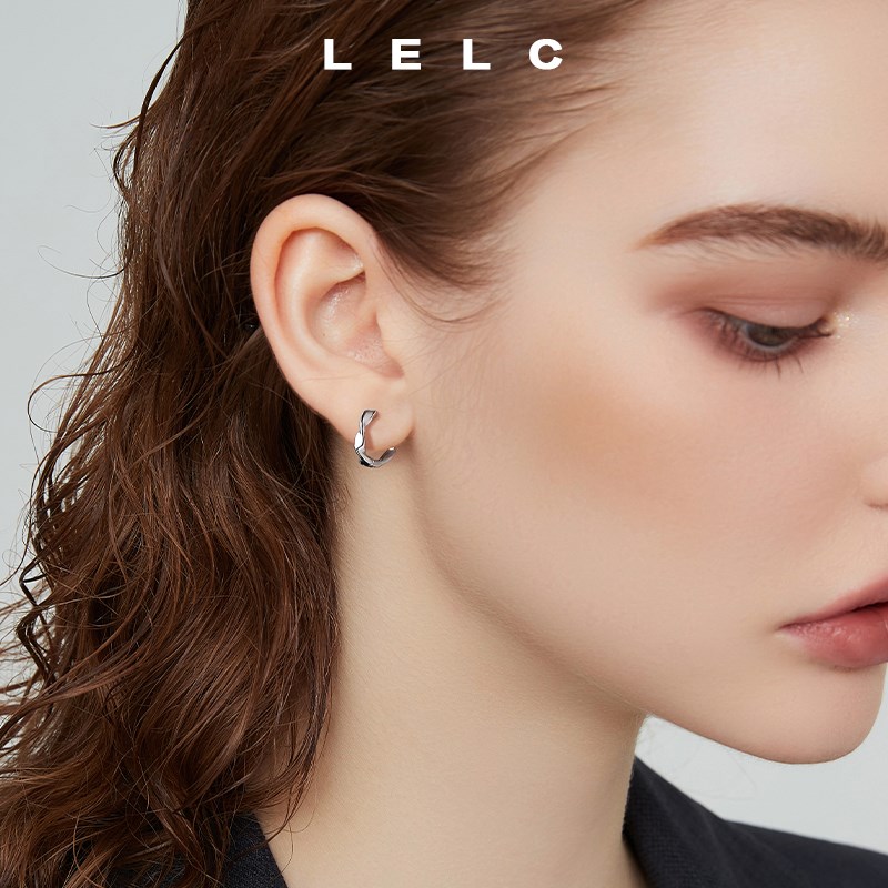 999纯银耳圈莫比乌斯环素v圈耳钉女简约高级感养耳洞耳环百搭耳饰