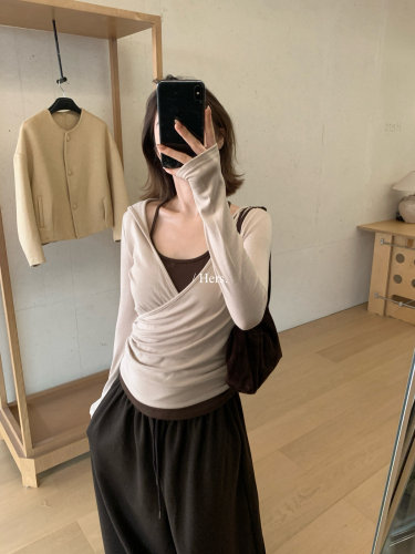 hers连帽交叉小衫设计感两件套