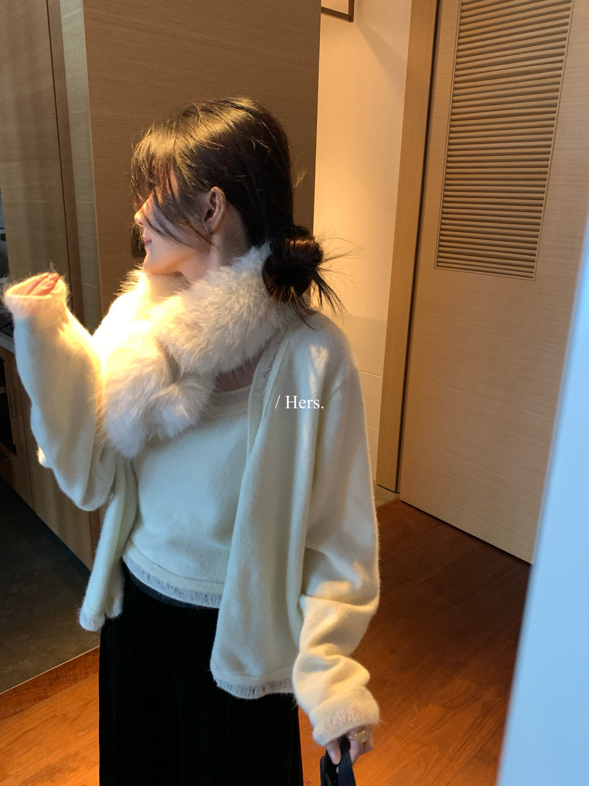 Hers温柔气质淡人感背心毛衣开衫