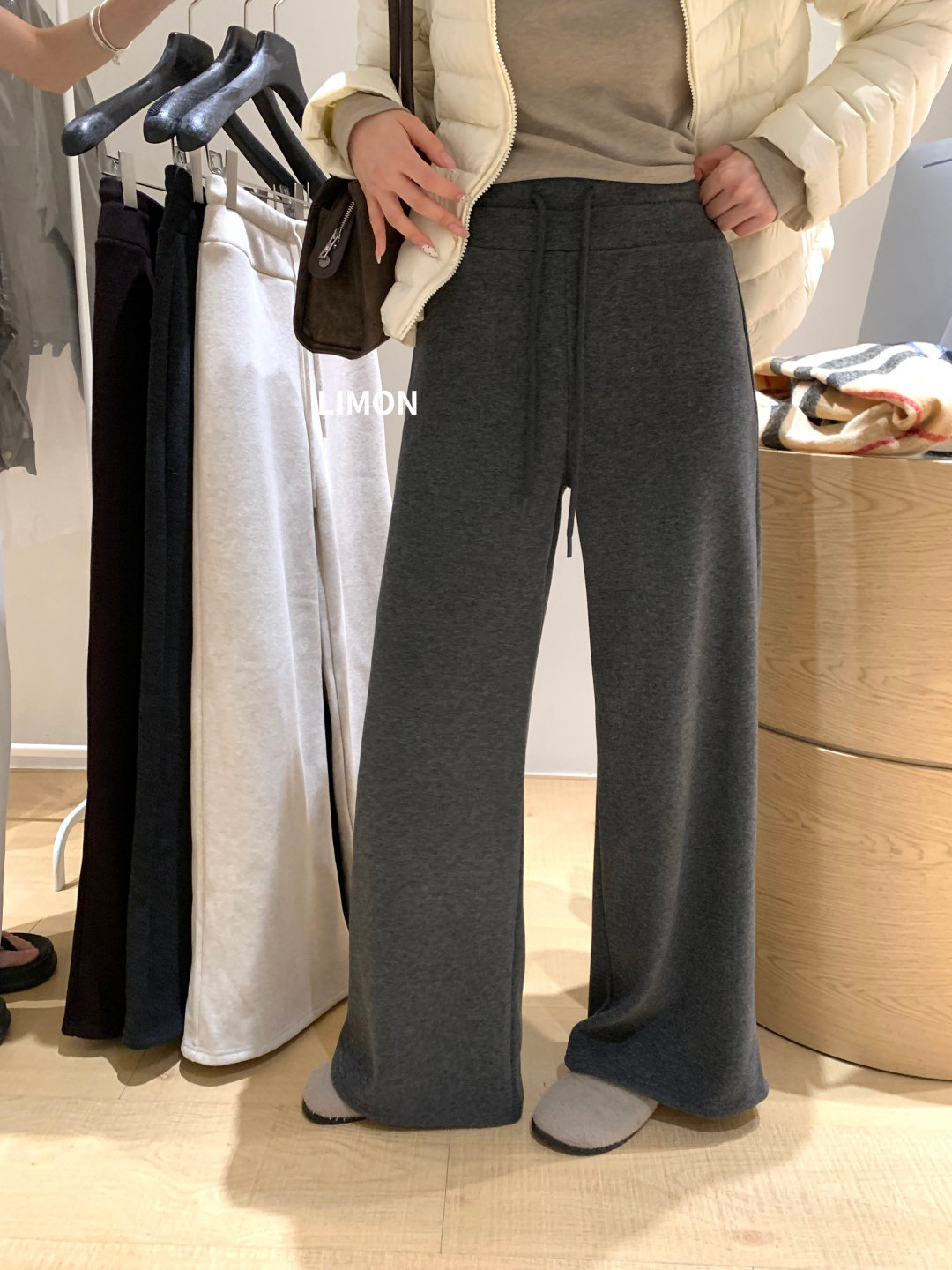 LIMONLu系加绒显瘦微喇休闲裤女