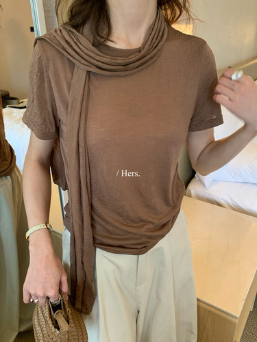 Hers小众微皱设计感短袖T恤女