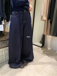 一勺甜 hers秋上新！简约日常百搭通勤高腰阔腿牛仔裤  92138#