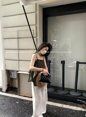 METWO 8248系带白色飘飘裤女2025夏季高腰直筒宽松显瘦垂坠阔腿裤