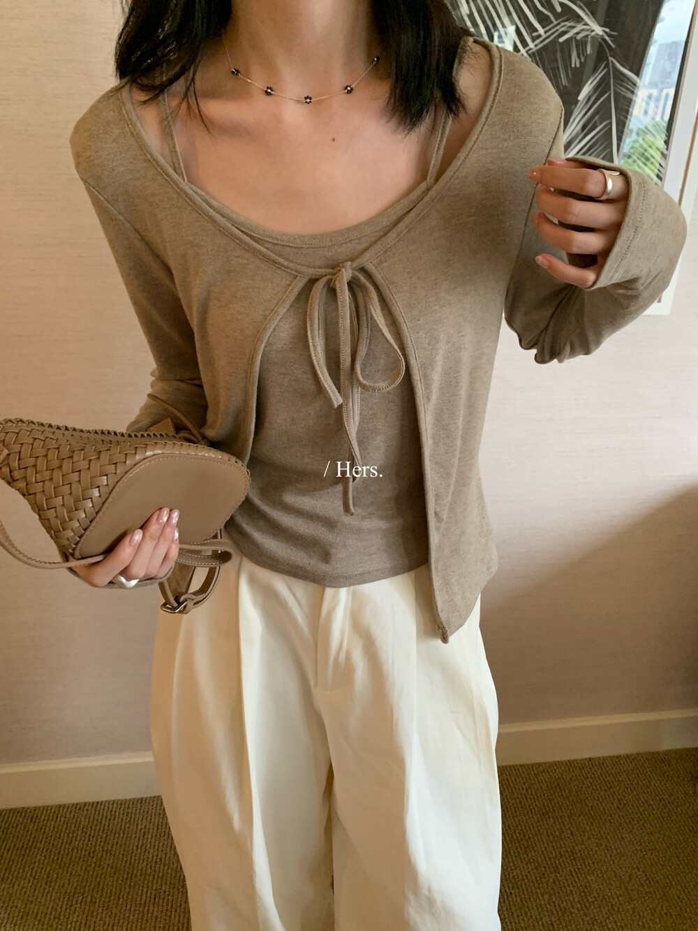 Hers两件套吊带背心+开衫外套女
