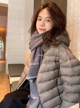 一勺甜 hers新国标大排骨连帽保暖羽绒服女2025冬白鸭绒外套92729