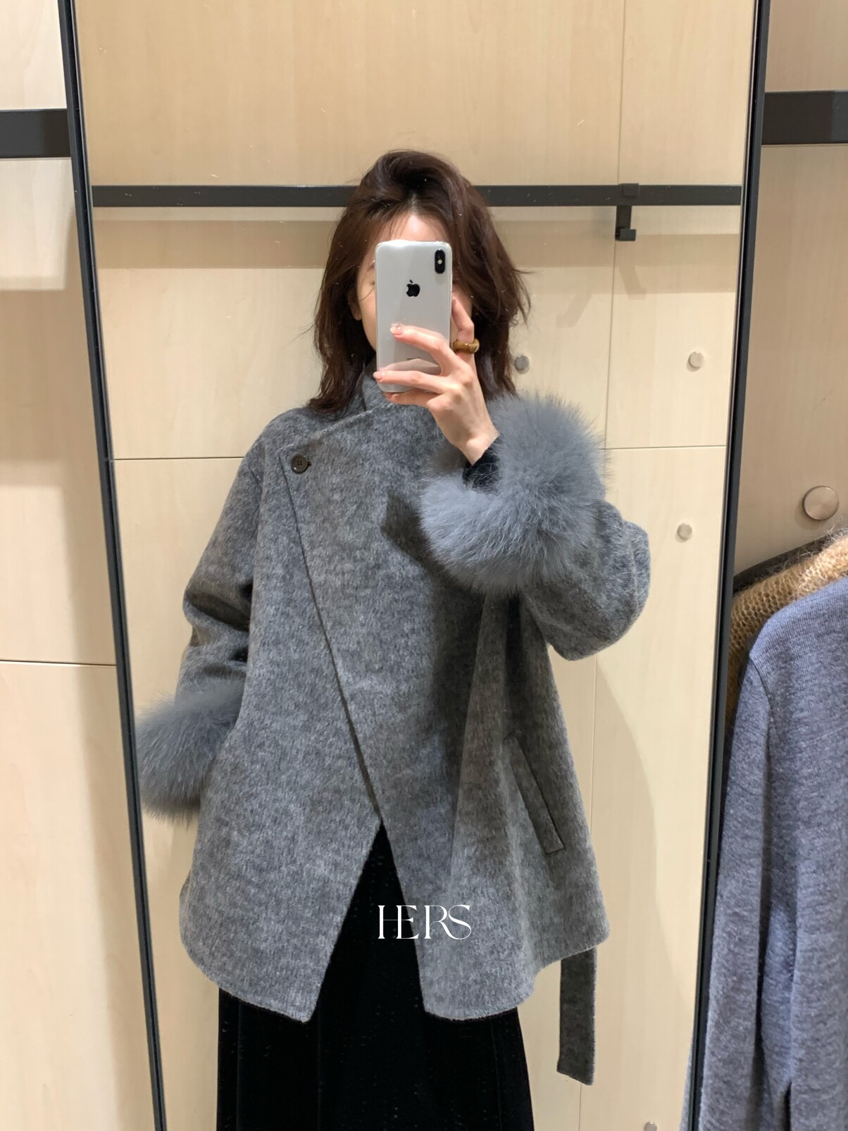 一勺甜 hers冬日战袍！韩标清冷感羊毛外套(配腰绳，袖毛)92784,女装/女士精品,羊绒大衣,淘宝优惠券,粉丝福利购,淘宝优惠卷