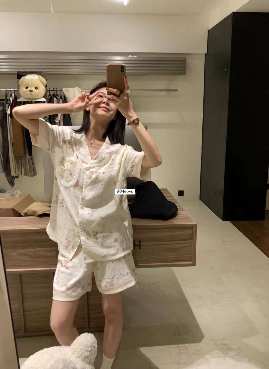 一勺甜卡通印花睡衣三件套家居服