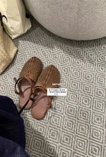 METWO 草编鞋#夏季法式老钱风休闲外穿编织小众设计包头拖鞋