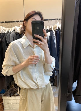 一勺甜 hers气质条纹衬衫女2025秋季日常通勤下摆可调节衬衣92376