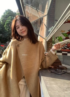 高端驼绒大衣 驼绒大翻领手工大衣女2024秋冬款 METWO 2278