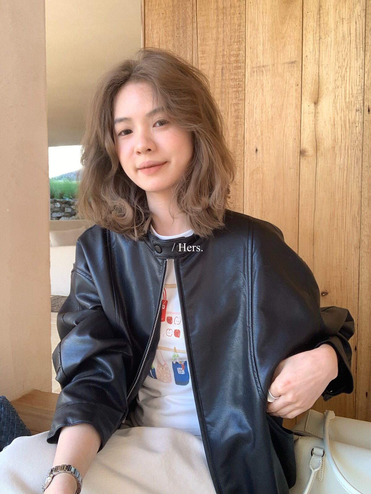 26年早春！【Hers】简约日常百搭立领设计夹克皮衣外套女  80121