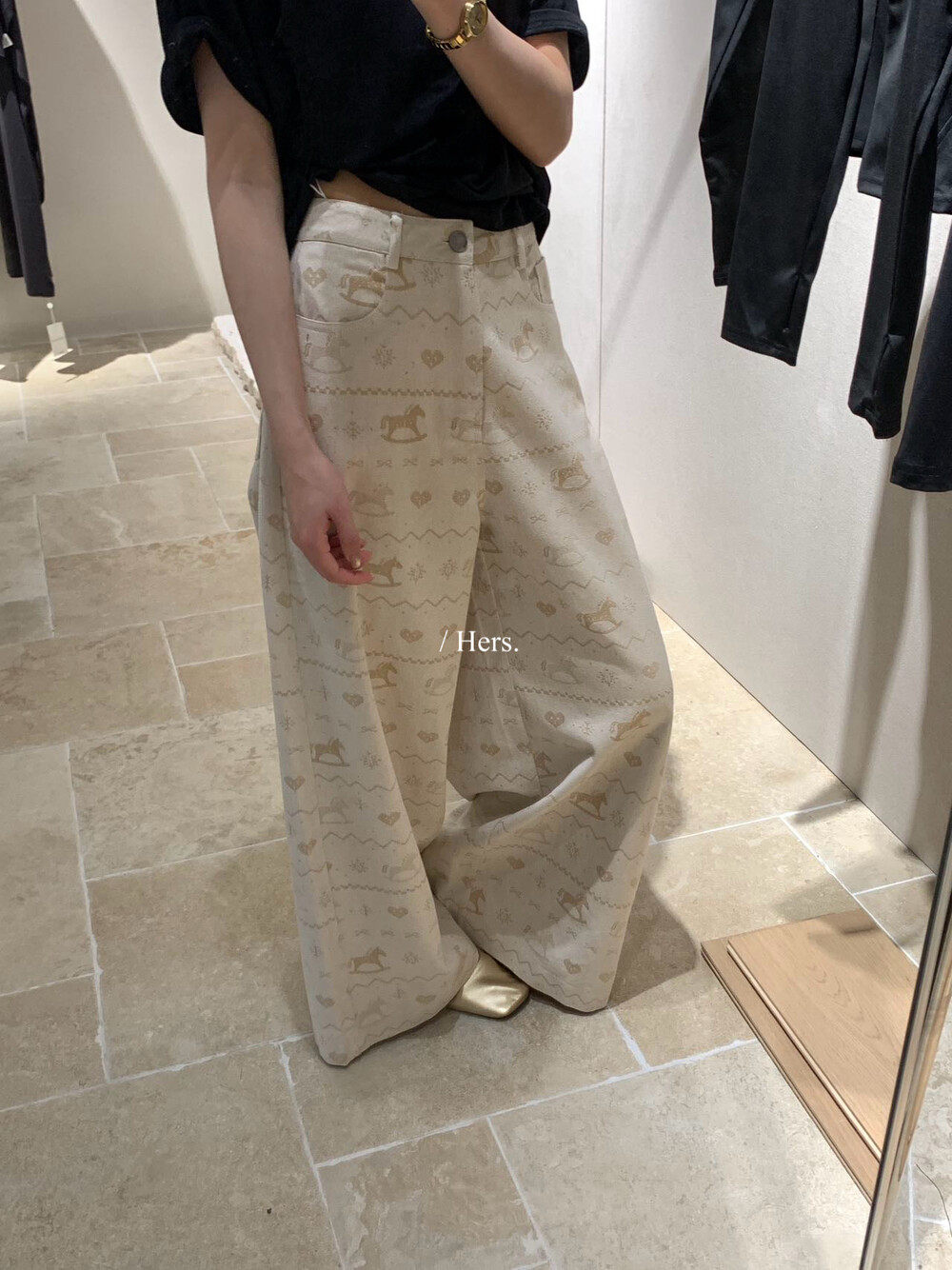 氛围感印花设计小马图案牛仔裤女