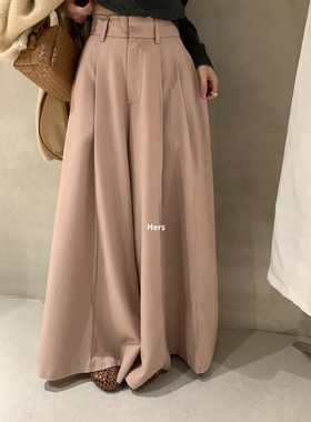 一勺甜 hers高品质日常百搭阔腿西裤女2025秋高腰显瘦休闲裤92011