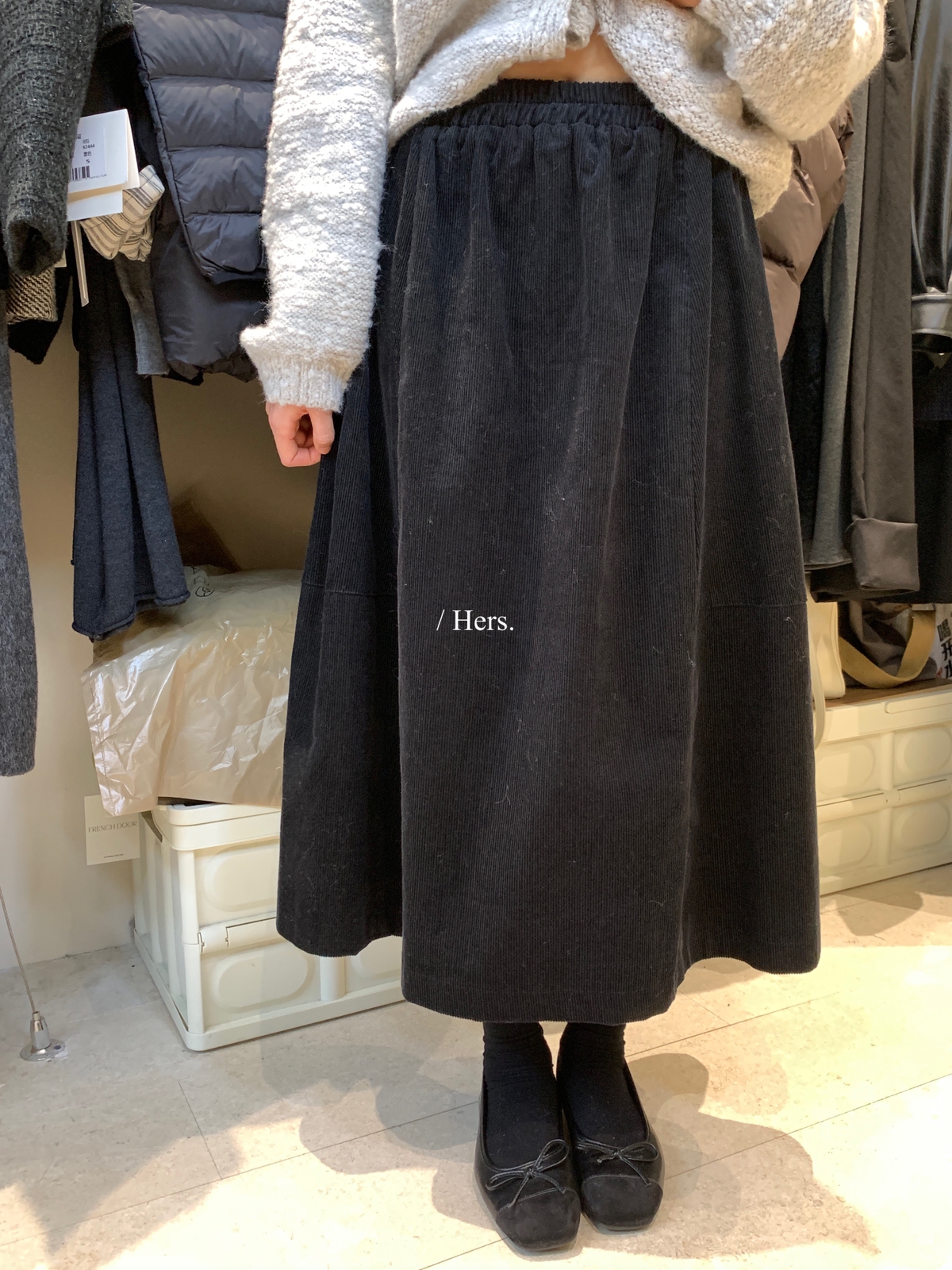 一勺甜 hers复古百搭通勤灯芯绒半身裙女2025秋冬高腰A字裙 92410