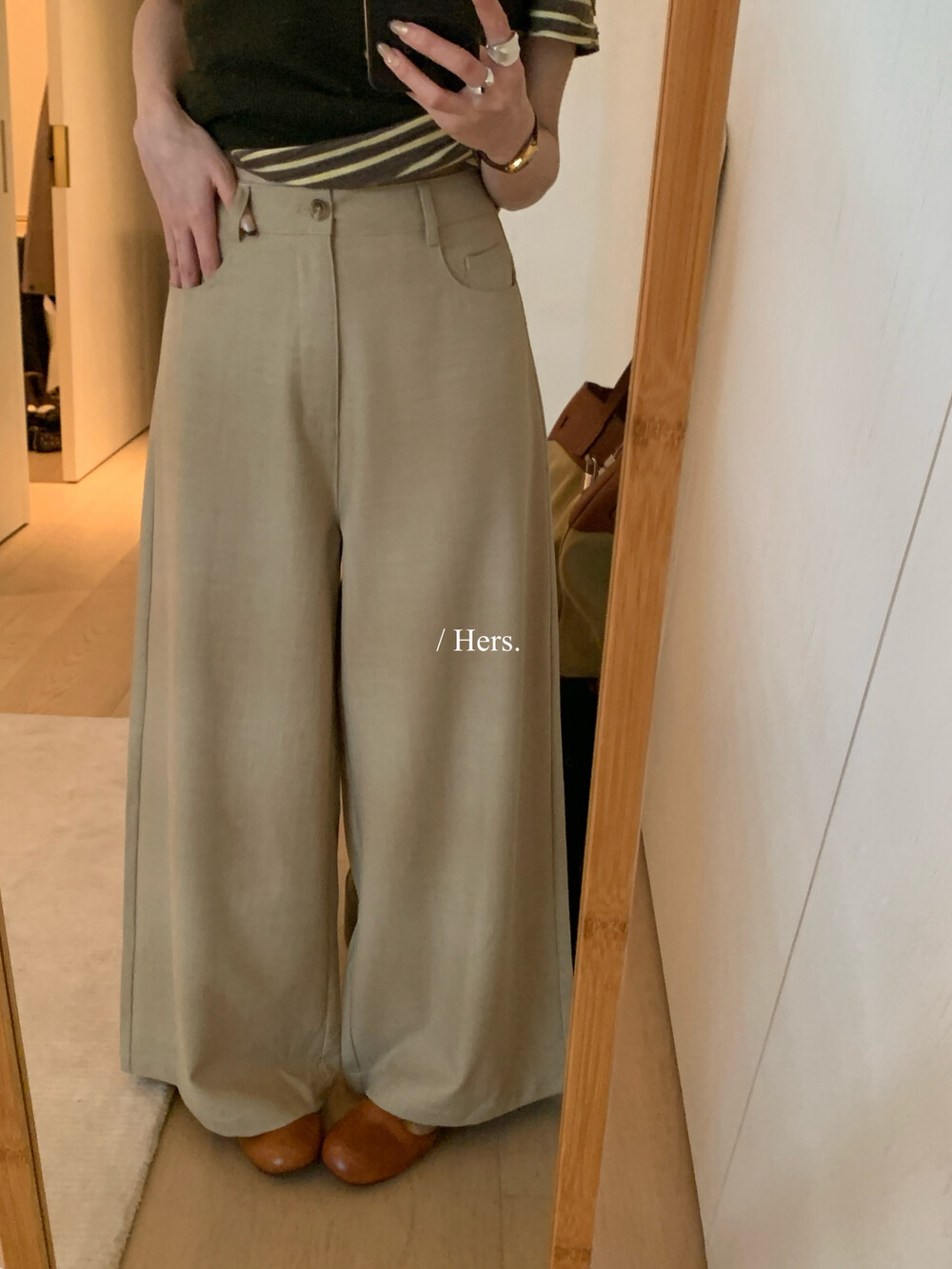 Hers版型好百搭高腰阔腿直筒裤女