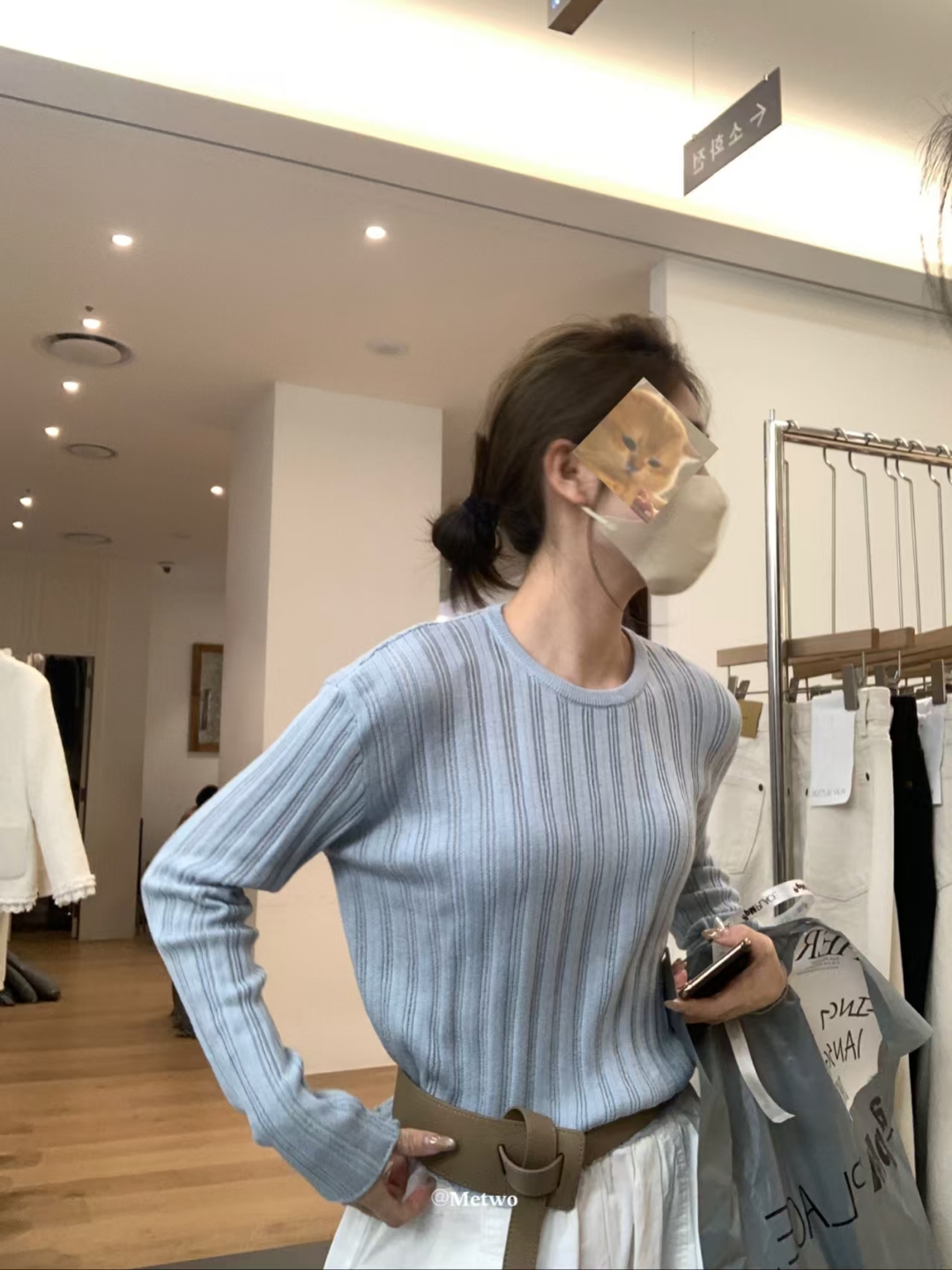 METWO 8072#6色圆领纯色超美丽毛针织衫2025新款坑条法式休闲上衣