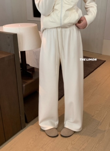 LIMON 柠檬 糯米裤!加厚奥丽绒高腰显瘦阔腿休闲裤 女冬季1199