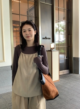 一勺甜 hers叠穿单品~无袖吊带绑带背心女2025早秋内搭上衣 92002