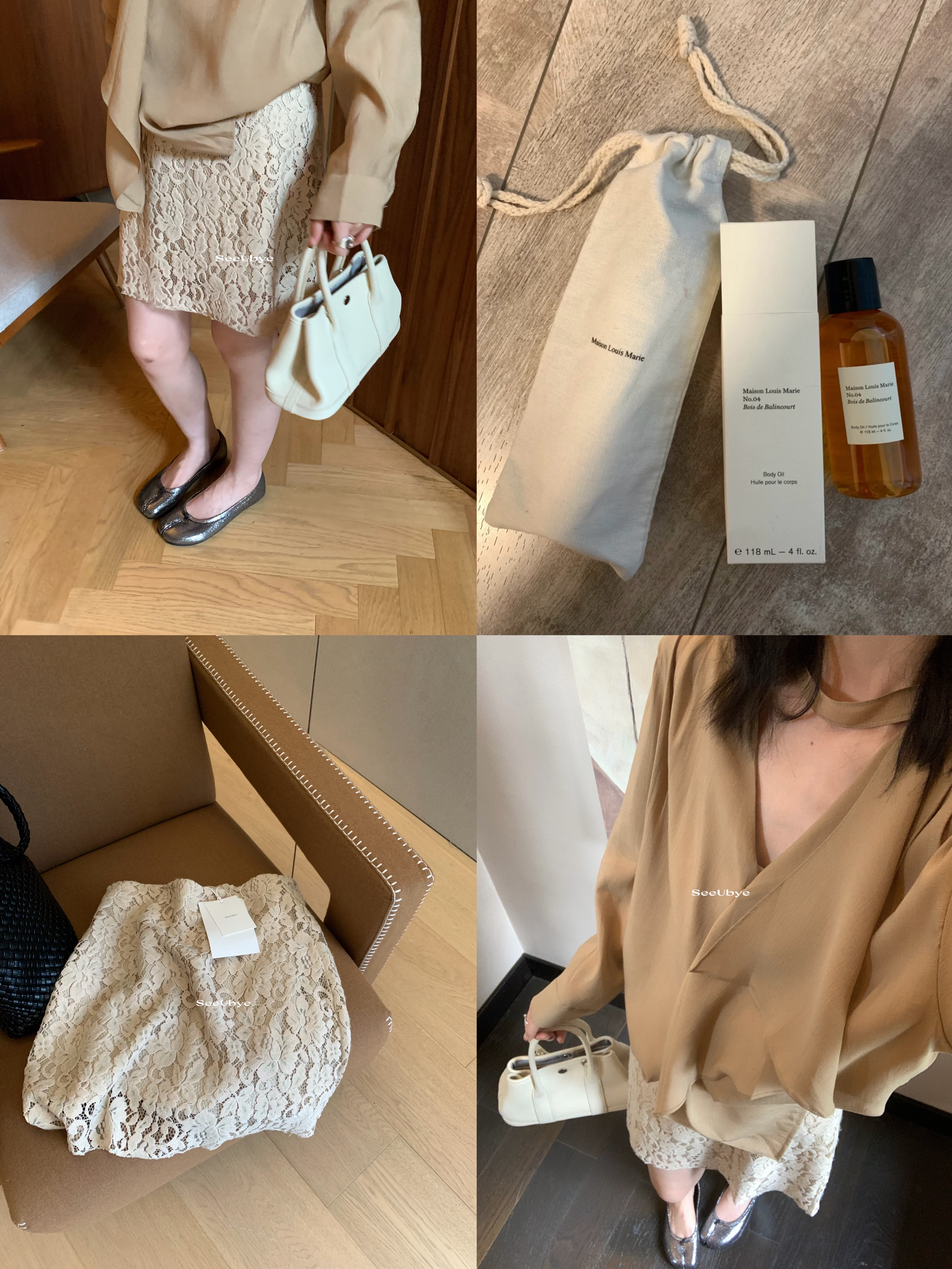 seeUbye法式钩花蕾丝半裙女