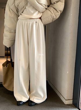 一勺甜 hers百搭好穿~羊绒直筒休闲裤女2025秋冬阔腿直筒裤92469