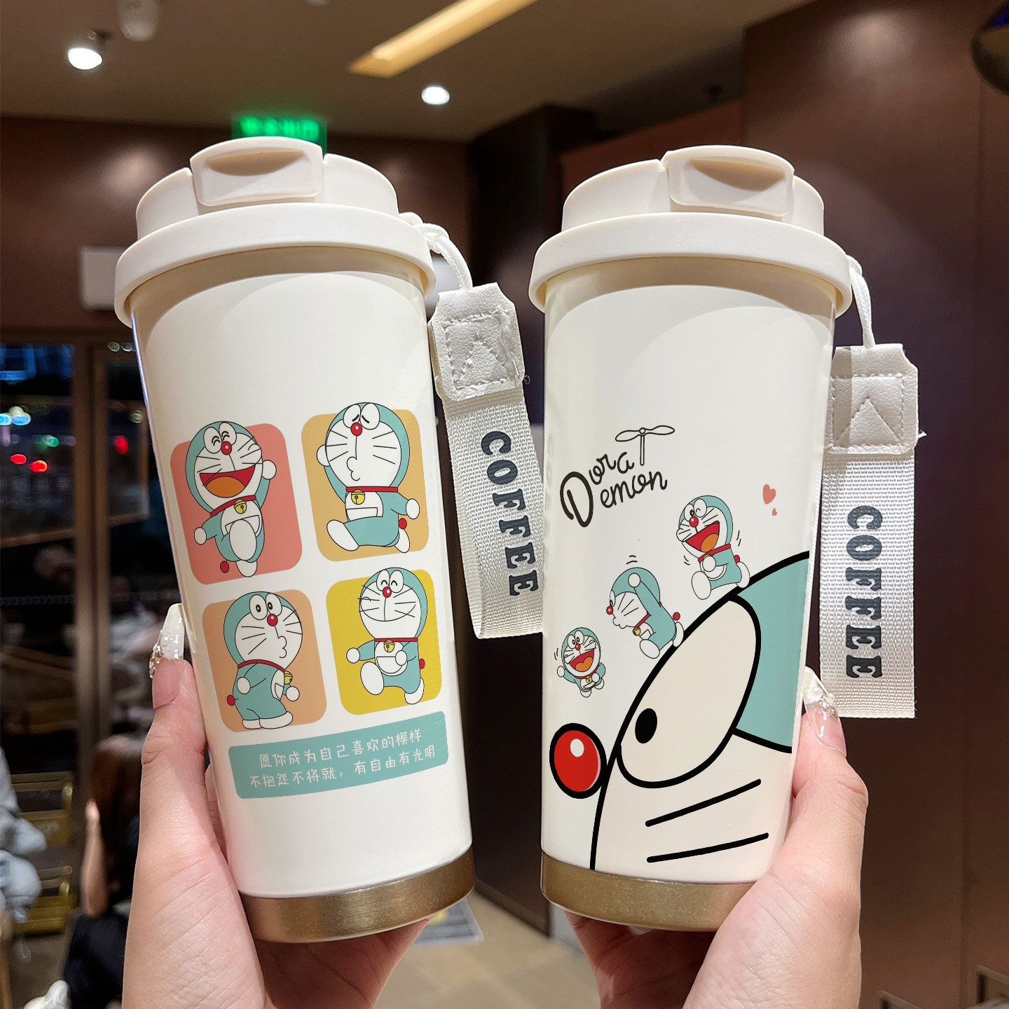 哆啦A梦316不锈钢双饮保温杯