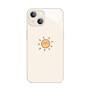 太阳月亮笑脸iPhone14ProMax手机壳15苹果16新款12情侣11简约13小众xr女生14pro高级x玻璃8plus镜面7全包mini