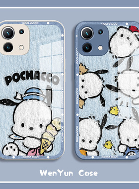 适用红米k50手机壳k40s油画小米12帕恰狗11ultra卡通10s可爱12青春版note11女生k30高级感mix4液态玻璃9防摔8