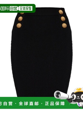 BALMAIN 女士半身裙 GF1LCB11KJ440PA SS2026 黑色 Skirt with de