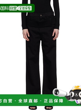 1h可退 潮奢 Courreges 女士 黑色 Double Belt 牛仔裤 125DPA313