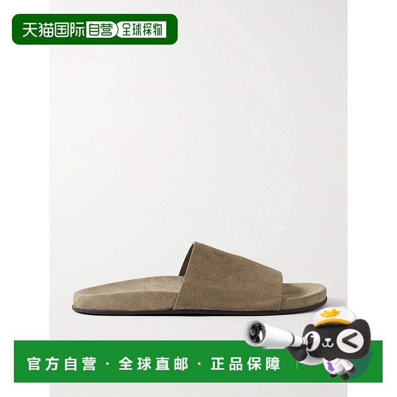 1h可退 潮奢 The Row 女士 Hugh 绒面革凉拖 F1660L302MILITARY