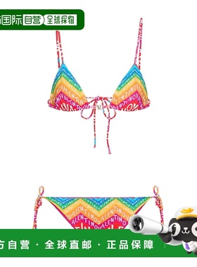 VALENTINO 女士泳装 5B3UIA208TMM12 AW2024 花色 V 字形比基尼