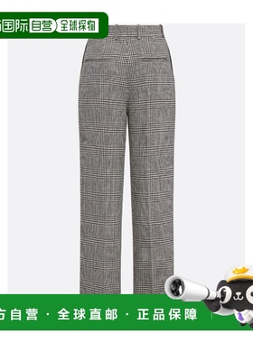 DIOR 女士休闲裤 411P01A1376X9330 SS2024 灰色 阔腿格纹羊毛休