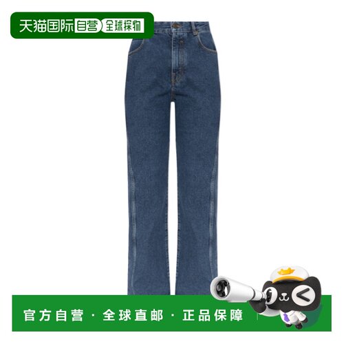 BALMAIN 女士牛仔裤 HF1MI071DG086EX AW2026 蓝色 腰带袢牛仔裤