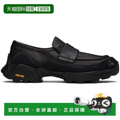 1h可退 潮奢 Roa 男士 黑色 Logo Cutout 乐福鞋 LOLE10001休闲鞋