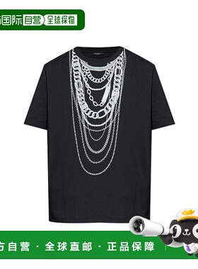 BALMAIN 男士T恤 FH1EG000GF06EAB AW2025 黑色 T-shirt with pri