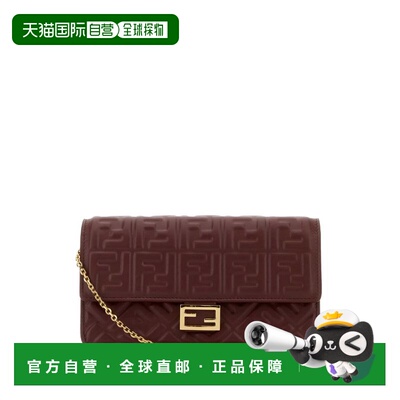 FENDI 女士单肩包 8M0498AAJDF0YPU SS2026 酒红色 法棍形链条钱