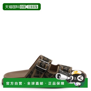 7X1604AJZFF1ICN 棕色 FENDI canvas 凉鞋 Embroidered 男士