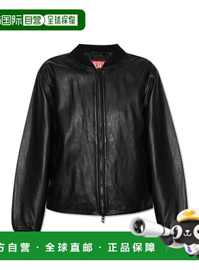 DIESEL 女士夹克 LILYANA168010PFAH9XX SS2025 黑色皮衣皮夹克