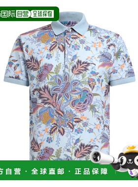 1h可退 ETRO 男士T恤 MRMD0004AK942X0880 SS2025 蓝色 翻领短袖P