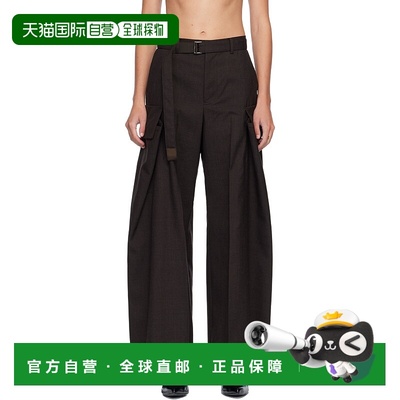 1h可退 潮奢 Sacai 女士 棕色 Suiting 长裤 2508107工装裤休闲裤