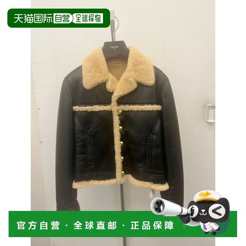 CELINE 女士西服 2EK20720G38HN AW2024 黑色 长袖皮夹克