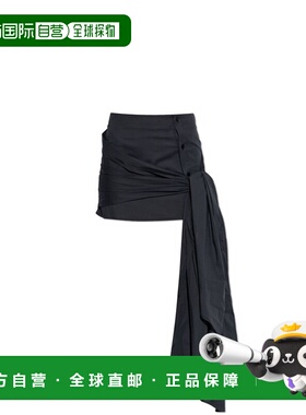 1h可退 潮奢 The Attico 女士 黑色 Shiny Satin 短裙 260WCR0015