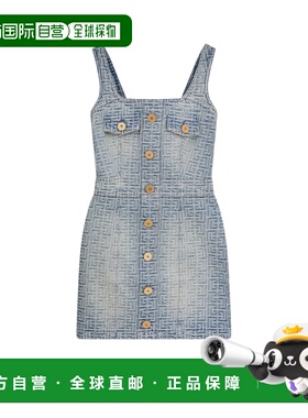 BALMAIN 女士半身裙 CF1R2128DD276FF CO 灰色 Mini denim dress.