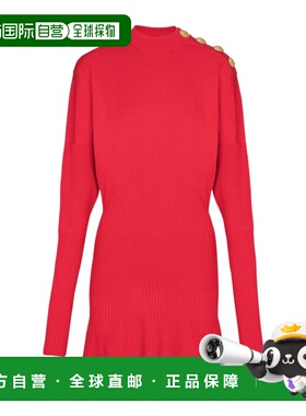 BALMAIN 女士外套 GF1R9417KJ444PK SS2026 红色 Dress with turt