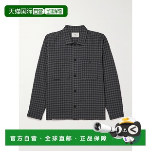 男士 Folk 拼缀格纹绉条纹衬衫 式 FP6322SNAVYCR 1h可退 夹克 潮奢
