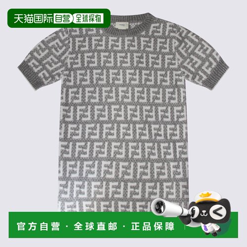 1h可退 FENDI 女童连衣裙 JFG118AMHAF0RTT SS2024 灰色 针织连衣