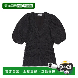 SS2023 黑色 JACQUARD GANNI WITH F7450099 BLOUSE PUF 女士衬衫